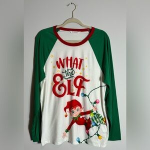 PatPat “What the Elf” Christmas Raglan Shirt Men’s Medium NWOT